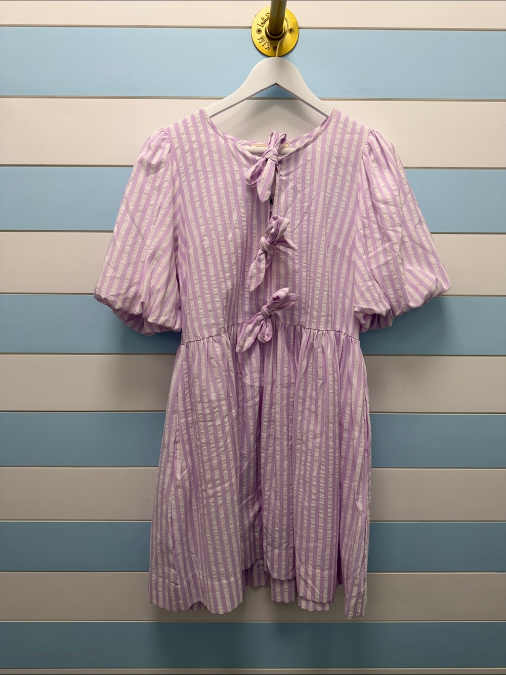 Lilac Striped Tie-Front Dress